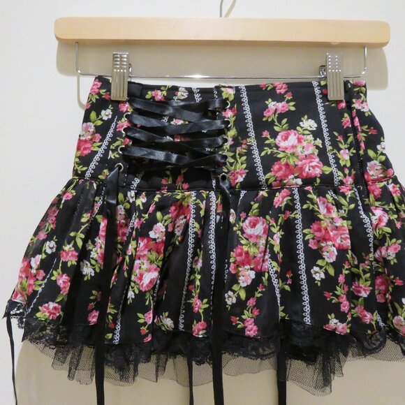 HELL BUNNY Mini Rock Edwina Floral Corset Lace Skirt Goth Whimsigoth Vintage Y2K - Picture 10 of 16